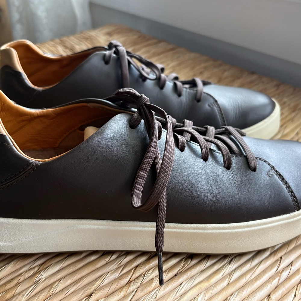 Men's Olukai Low-Top Leather Sneakers in Dark Brown: Laeahi Liili